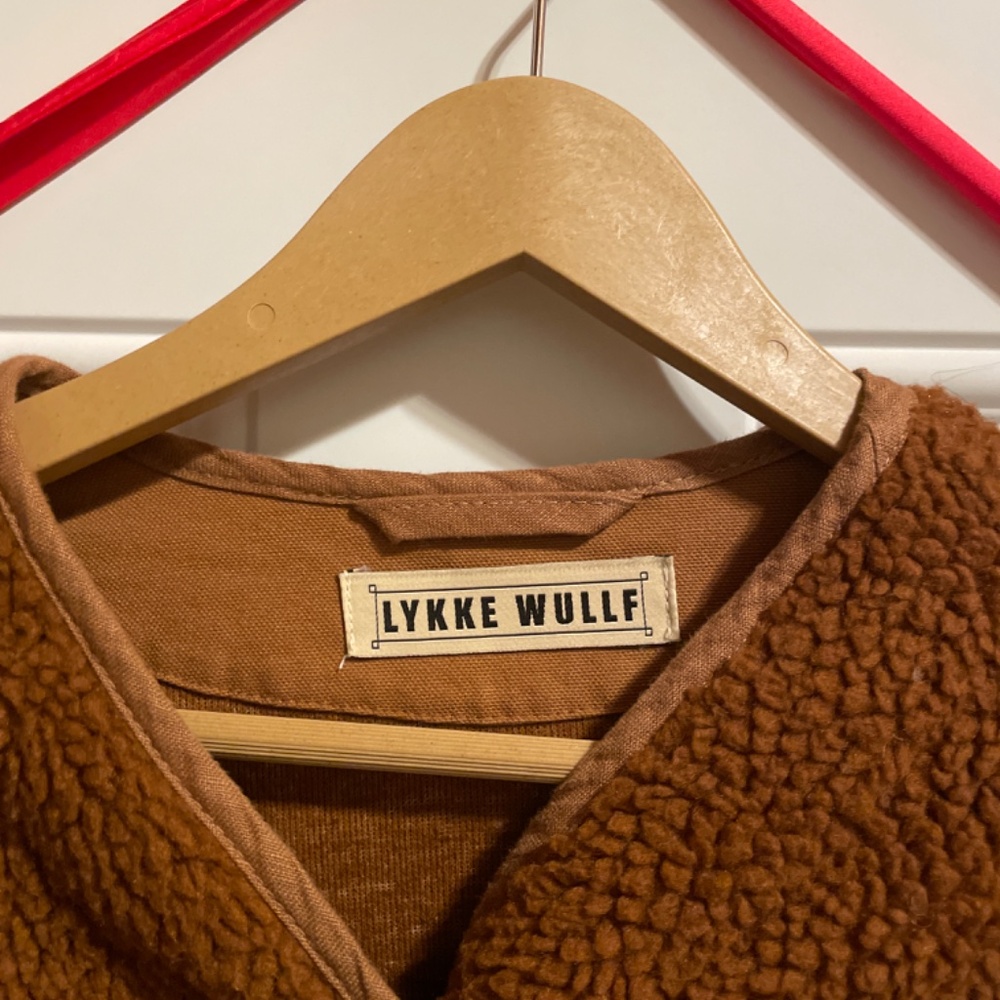 Lykke Wuulf Sherpa Ranch Jacket Driftwood Oversized Brown Button‎ Up Small - Picture 12 of 16